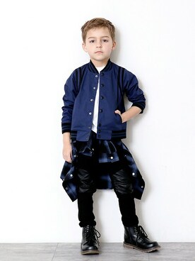 「kids」｜「アイテム（スタジャン）」を使った、BRANSHESさん（キッズ・114cm）の冬コーディネート