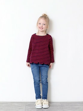 「アイテム（デニムパンツ）」を使った、BRANSHESさん（キッズ・108cm）の冬コーディネート