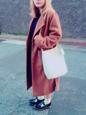 「Kastane（カスタネ）のアイテム（バッグ、ホワイト系）」を使った、ふじき あやじゅさん（レディース・154cm）の冬コーディネート