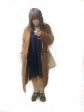 「Kastane（カスタネ）のロングCT（その他アウター、イエロー系）」を使った、ふじき あやじゅさん（レディース・154cm）の冬コーディネート