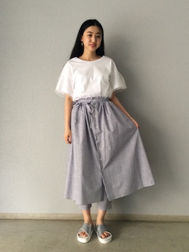 「アイテム（サンダル）」を使った、岡本彩さん（レディース・167cm）の春コーディネート