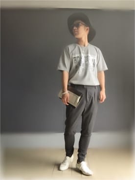 「ツバ広ハット」｜「アイテム（PC・スマホグッズ/家電）」を使った、KEIさん（メンズ・168cm）の夏コーディネート