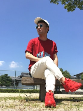 「DISCOVERED（ディスカバード）のアイテム（キャップ）」を使った、KEIさん（メンズ・168cm）の夏コーディネート