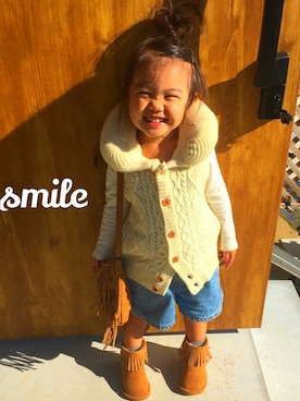 「Levi's（リーバイス）のアイテム（サロペット/オーバーオール）」を使った、ReNRiNさん（キッズ・90cm）の夏コーディネート