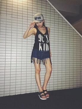 「monkey bite（モンキーバイト）のアイテム」を使った、Rieさん（レディース・160cm）の夏コーディネート