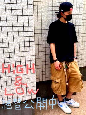 「DGK（ディージーケー）のアイテム（帽子）」を使った、橋本 侑哉さん（メンズ・173cm）の夏コーディネート