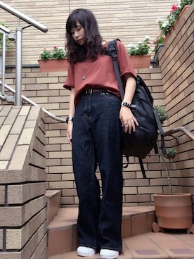 「MEMENTISM（メメントイズム）のアイテム」を使った、佐々木麻耶さん（レディース・156cm）の秋コーディネート