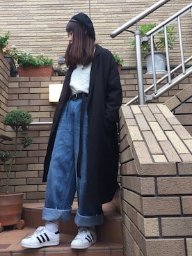 「JEANASIS（ジーナシス）のアイテム（チェスターコート）」を使った、佐々木麻耶さん（レディース・156cm）の秋コーディネート