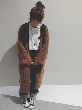 「MEMENTISM（メメントイズム）のアイテム」を使った、佐々木麻耶さん（レディース・156cm）の秋コーディネート