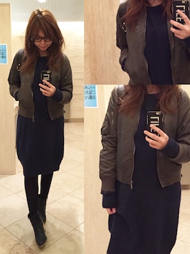 「ロングニットワンピ」｜N A O M Iさん（レディース・161cm）の秋コーディネート