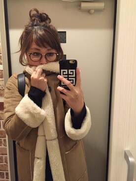 「ROPE' PICNIC（ロペピクニック）のアイテム（ムートンコート）」を使った、N A O M Iさん（レディース・161cm）の冬コーディネート
