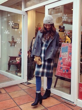 「UGG」｜「アイテム（ピーコート）」を使った、moonさん（レディース・168cm）の冬コーディネート