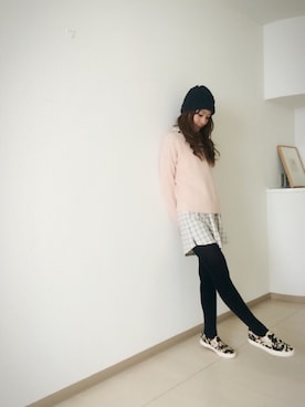 「赤ニット」｜「アイテム（シャツワンピース）」を使った、moonさん（レディース・168cm）の冬コーディネート