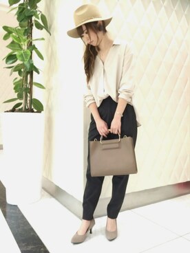 「オフィススタイル」｜「アイテム（帽子）」を使った、Eriさん（レディース・158cm）の秋コーディネート