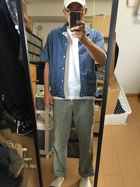 「アイテム（カバーオール）」を使った、massanさん（メンズ・188cm）の秋コーディネート