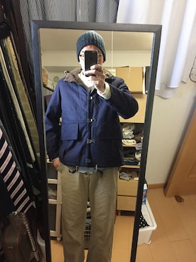 「Nigel Cabourn（ナイジェルケーボン）のアイテム（その他アウター）」を使った、massanさん（メンズ・188cm）の冬コーディネート