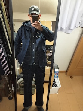 「Nigel Cabourn（ナイジェルケーボン）のアイテム（その他アウター）」を使った、massanさん（メンズ・188cm）の冬コーディネート