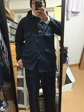 「Nigel Cabourn（ナイジェルケーボン）のアイテム（その他アウター）」を使った、massanさん（メンズ・188cm）の冬コーディネート