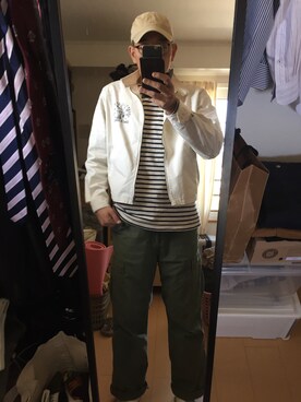 「KAPITAL」｜「アイテム（ブルゾン）」を使った、massanさん（メンズ・188cm）の秋コーディネート