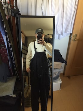 「アイテム（オールインワン・サロペット）」を使った、massanさん（メンズ・188cm）の冬コーディネート