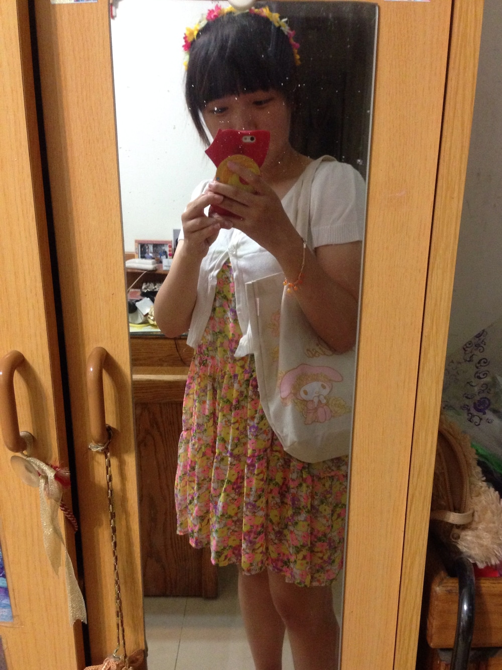 「flower、white、WEGO、WC、LIZLISA」｜「wc JAPANのアイテム（シュシュ、その他）」を使った、Kuminnie_takuさん（レディース・156cm）の夏コーディネートの1枚目の写真