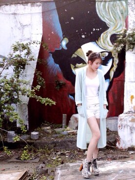 「Jeffrey Campbell（ジェフリーキャンベル）のアイテム（その他シューズ）」を使った、Nicole さん（レディース・163cm）の夏コーディネート