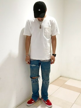 「TYPE BLUE（タイプブルー）のアイテム」を使った、RYO-TAさん（メンズ・177cm）の春コーディネート