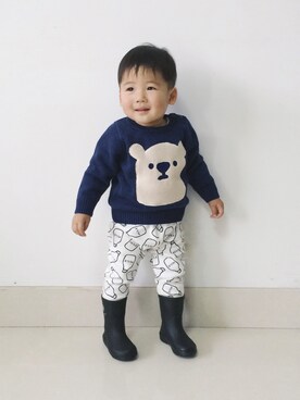 「no brand（ノーブランド）のアイテム（レインシューズ）」を使った、Bowさん（キッズ・80cm）の冬コーディネート
