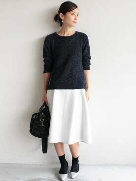 「BEAUTY&YOUTH UNITED ARROWS（ビューティーアンドユースユナイテッドアローズ）の【予約】BYBC Folna別注 ウィンドウペンショルダー∵§（ショルダーバッグ、ブラック系）」を使った、BEAUTY&YOUTH オフィススタッフ 01さん（レディース・164cm）の秋コーディネート