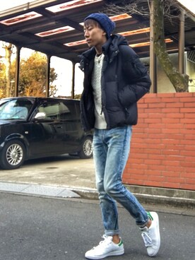 ダウンジャケット コートを使った ニット帽コーデ のメンズ人気ファッションコーディネート Wear