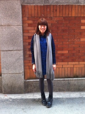 「blue」｜「アイテム（ブーティ）」を使った、soshieiさん（レディース・158cm）の冬コーディネート