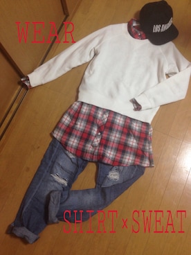 「スウェット×シャツ」｜tomato.さん（レディース・164cm）の冬コーディネート