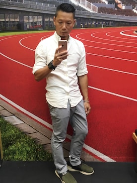 「PULL&BEAR（プルアンドベア）のアイテム（シャツ/ブラウス）」を使った、KP 郭さん（メンズ・170cm）の夏コーディネート