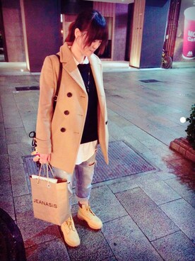 「Heather（ヘザー）のアイテム（ピーコート）」を使った、みほさん（レディース・160cm）の秋コーディネート