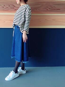 「アイテム（タイツ/ストッキング、ブルー系）」を使った、コロさん（レディース・155cm）の春コーディネート