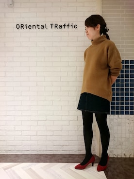 「ポインテッドトゥ」｜ORientalTRaffic ルミネ池袋店さん（レディース・161cm）の冬コーディネート