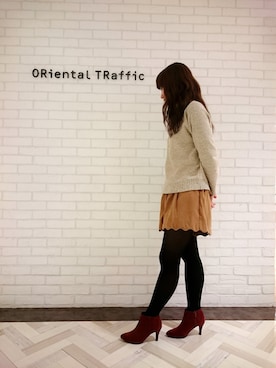「差し色(赤)」｜ORientalTRaffic ルミネ池袋店さん（レディース・161cm）の冬コーディネート