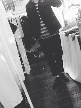 「Yohji Yamamoto（ヨウジヤマモト）のアイテム（ピーコート）」を使った、toshiさん（メンズ・171cm）の冬コーディネート