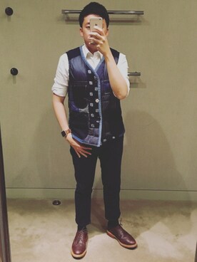 「JUNYA WATANABE MAN（ジュンヤワタナベマン）のアイテム（ダウンベスト）」を使った、ハヤシさん（メンズ・170cm）の春コーディネート