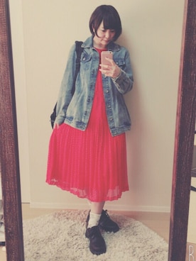 「プリーツ」｜「アイテム（ブーティ）」を使った、yopiさん（レディース・156cm）の春コーディネート