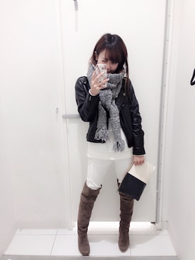 「アイテム（クラッチバッグ、その他）」を使った、nyagaさん（レディース・151cm）の冬コーディネート