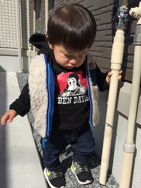 「BEN DAVIS（ベンデイビス）のアイテム（パーカー）」を使った、31chelさん（キッズ・70cm）の秋コーディネート