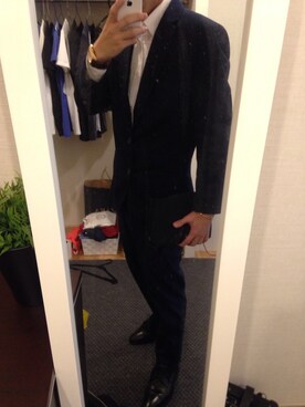 「Yves Saint Laurent（イヴサンローラン）のアイテム（クラッチバッグ）」を使った、Takuto  Kobayashiさん（メンズ・165cm）の秋コーディネート