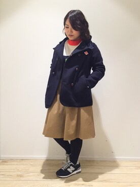 「DANTON（ダントン）のアイテム（ダッフルコート）」を使った、七森万里さん（レディース・152cm）の秋コーディネート