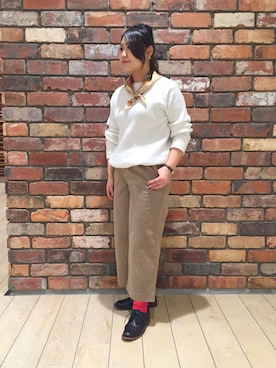 「FREAK'S STORE（フリークスストア）のアイテム（バンダナ/スカーフ）」を使った、七森万里さん（レディース・152cm）の冬コーディネート