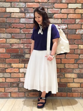 「UTILITY Canvas（ユーティリティキャンバス）のアイテム」を使った、七森万里さん（レディース・152cm）の春コーディネート