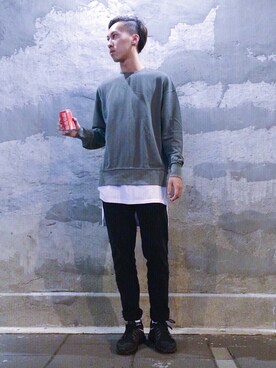 「REMIX（リミックス）のアイテム（パンツ）」を使った、柯さん（メンズ・175cm）の冬コーディネート