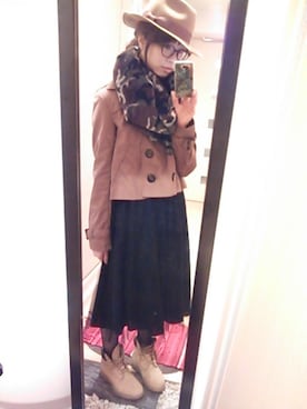 「黒タートルネック」｜「アイテム（トレンチコート）」を使った、campbell☆さん（レディース・159cm）の冬コーディネート