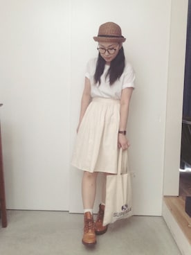 「SPERGA（スペルガ）のアイテム（バッグ）」を使った、CA★RIさん（レディース・163cm）の夏コーディネート