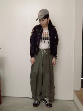 「星条旗」｜「アイテム（ブルゾン）」を使った、CA★RIさん（レディース・163cm）の秋コーディネート